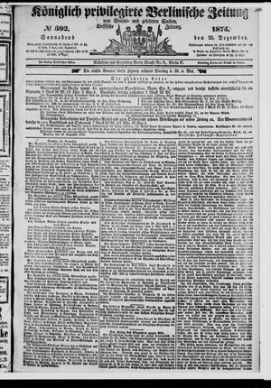 Königlich privilegirte Berlinische Zeitung von Staats- und gelehrten Sachen vom 25.12.1875