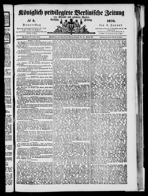 Königlich privilegirte Berlinische Zeitung von Staats- und gelehrten Sachen vom 06.01.1876