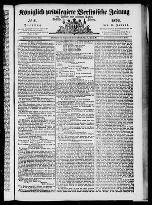 Königlich privilegirte Berlinische Zeitung von Staats- und gelehrten Sachen vom 11.01.1876