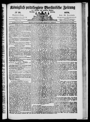 Königlich privilegirte Berlinische Zeitung von Staats- und gelehrten Sachen on Jan 20, 1876