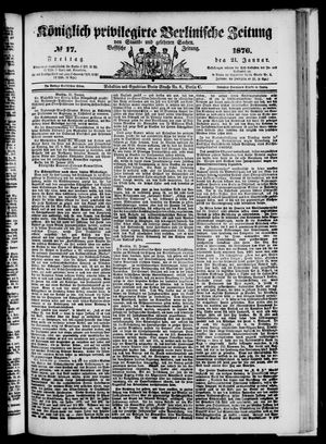 Königlich privilegirte Berlinische Zeitung von Staats- und gelehrten Sachen vom 21.01.1876