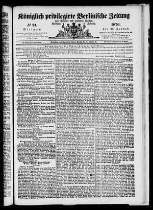 Königlich privilegirte Berlinische Zeitung von Staats- und gelehrten Sachen vom 26.01.1876