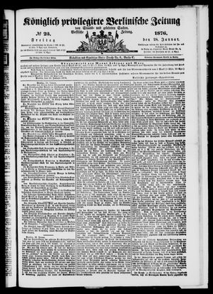 Königlich privilegirte Berlinische Zeitung von Staats- und gelehrten Sachen vom 28.01.1876