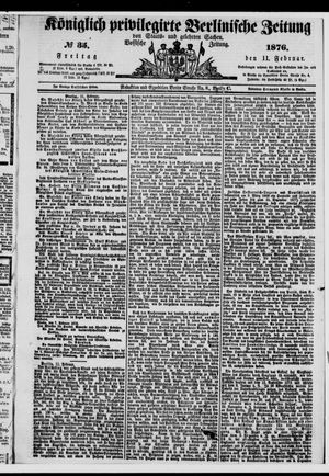 Königlich privilegirte Berlinische Zeitung von Staats- und gelehrten Sachen vom 11.02.1876