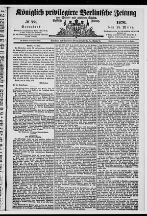 Königlich privilegirte Berlinische Zeitung von Staats- und gelehrten Sachen vom 25.03.1876