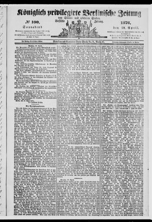 Königlich privilegirte Berlinische Zeitung von Staats- und gelehrten Sachen on Apr 29, 1876