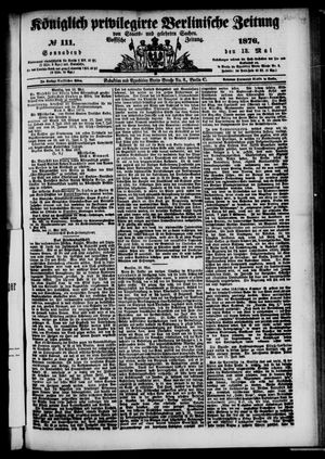 Königlich privilegirte Berlinische Zeitung von Staats- und gelehrten Sachen vom 13.05.1876