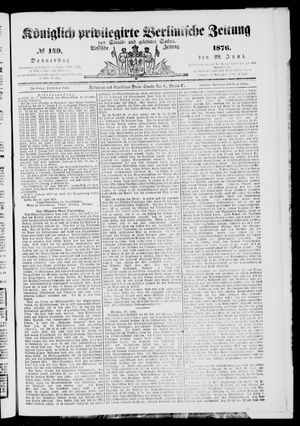 Königlich privilegirte Berlinische Zeitung von Staats- und gelehrten Sachen on Jun 29, 1876