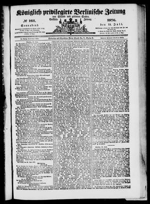 Königlich privilegirte Berlinische Zeitung von Staats- und gelehrten Sachen vom 15.07.1876