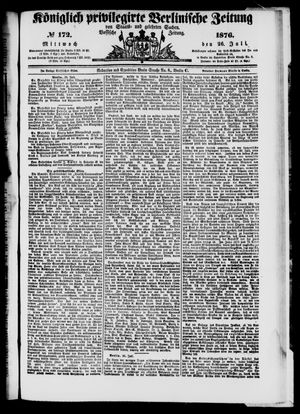 Königlich privilegirte Berlinische Zeitung von Staats- und gelehrten Sachen vom 26.07.1876