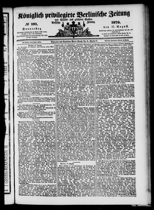 Königlich privilegirte Berlinische Zeitung von Staats- und gelehrten Sachen vom 17.08.1876