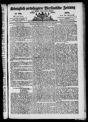 Königlich privilegirte Berlinische Zeitung von Staats- und gelehrten Sachen on Aug 20, 1876