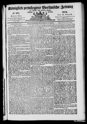 Königlich privilegirte Berlinische Zeitung von Staats- und gelehrten Sachen on Aug 24, 1876
