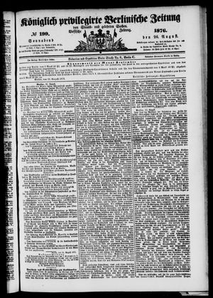 Königlich privilegirte Berlinische Zeitung von Staats- und gelehrten Sachen on Aug 26, 1876