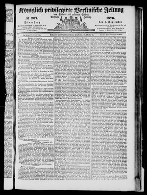 Königlich privilegirte Berlinische Zeitung von Staats- und gelehrten Sachen on Sep 5, 1876