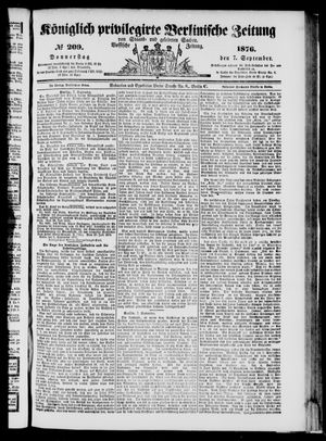 Königlich privilegirte Berlinische Zeitung von Staats- und gelehrten Sachen on Sep 7, 1876