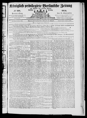 Königlich privilegirte Berlinische Zeitung von Staats- und gelehrten Sachen on Sep 21, 1876