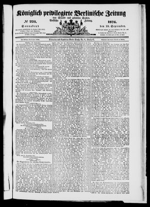 Königlich privilegirte Berlinische Zeitung von Staats- und gelehrten Sachen vom 23.09.1876