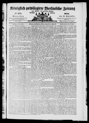 Königlich privilegirte Berlinische Zeitung von Staats- und gelehrten Sachen vom 28.09.1876