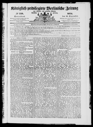 Königlich privilegirte Berlinische Zeitung von Staats- und gelehrten Sachen vom 30.09.1876