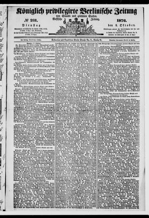 Königlich privilegirte Berlinische Zeitung von Staats- und gelehrten Sachen vom 03.10.1876