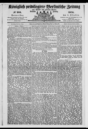 Königlich privilegirte Berlinische Zeitung von Staats- und gelehrten Sachen on Oct 5, 1876