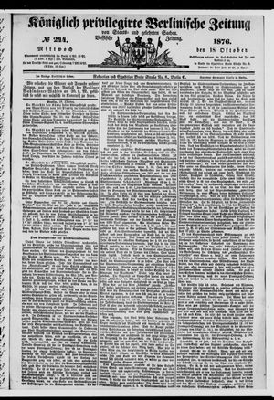 Königlich privilegirte Berlinische Zeitung von Staats- und gelehrten Sachen vom 18.10.1876