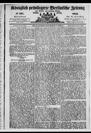 Königlich privilegirte Berlinische Zeitung von Staats- und gelehrten Sachen on Oct 21, 1876