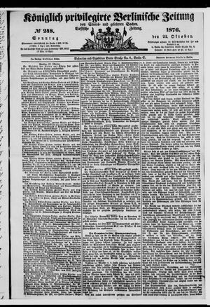 Königlich privilegirte Berlinische Zeitung von Staats- und gelehrten Sachen vom 22.10.1876