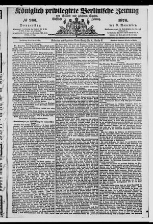 Königlich privilegirte Berlinische Zeitung von Staats- und gelehrten Sachen on Nov 9, 1876