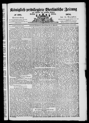 Königlich privilegirte Berlinische Zeitung von Staats- und gelehrten Sachen on Dec 14, 1876