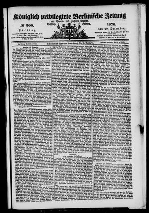 Königlich privilegirte Berlinische Zeitung von Staats- und gelehrten Sachen on Dec 29, 1876