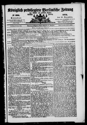 Königlich privilegirte Berlinische Zeitung von Staats- und gelehrten Sachen vom 30.12.1876
