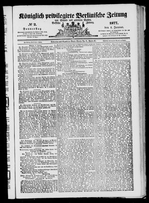 Königlich privilegirte Berlinische Zeitung von Staats- und gelehrten Sachen vom 04.01.1877