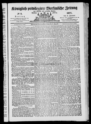 Königlich privilegirte Berlinische Zeitung von Staats- und gelehrten Sachen vom 05.01.1877