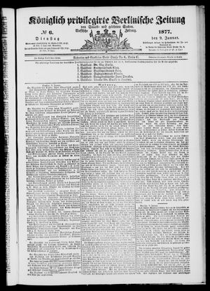 Königlich privilegirte Berlinische Zeitung von Staats- und gelehrten Sachen vom 09.01.1877