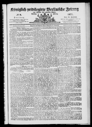 Königlich privilegirte Berlinische Zeitung von Staats- und gelehrten Sachen on Jan 12, 1877