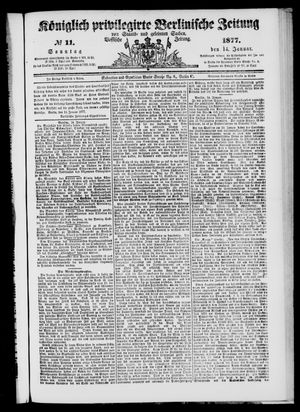 Königlich privilegirte Berlinische Zeitung von Staats- und gelehrten Sachen on Jan 14, 1877
