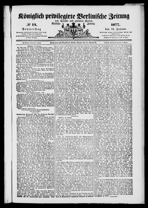 Königlich privilegirte Berlinische Zeitung von Staats- und gelehrten Sachen on Jan 18, 1877