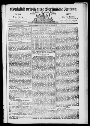 Königlich privilegirte Berlinische Zeitung von Staats- und gelehrten Sachen vom 19.01.1877