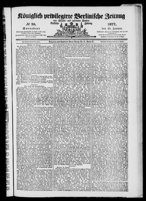 Königlich privilegirte Berlinische Zeitung von Staats- und gelehrten Sachen on Jan 20, 1877