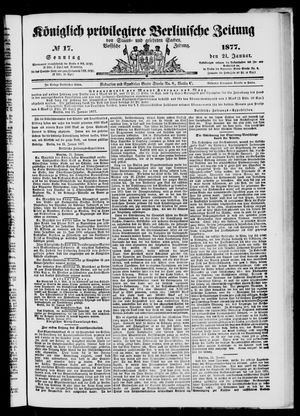 Königlich privilegirte Berlinische Zeitung von Staats- und gelehrten Sachen on Jan 21, 1877