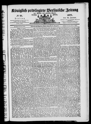 Königlich privilegirte Berlinische Zeitung von Staats- und gelehrten Sachen vom 26.01.1877