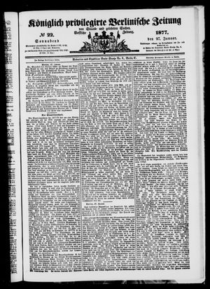 Königlich privilegirte Berlinische Zeitung von Staats- und gelehrten Sachen vom 27.01.1877
