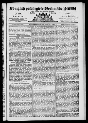 Königlich privilegirte Berlinische Zeitung von Staats- und gelehrten Sachen on Feb 4, 1877