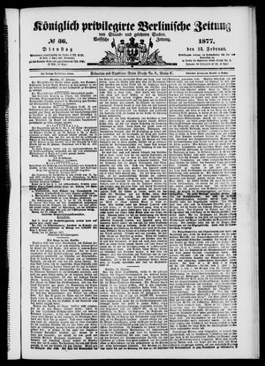 Königlich privilegirte Berlinische Zeitung von Staats- und gelehrten Sachen vom 13.02.1877