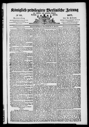 Königlich privilegirte Berlinische Zeitung von Staats- und gelehrten Sachen vom 22.02.1877