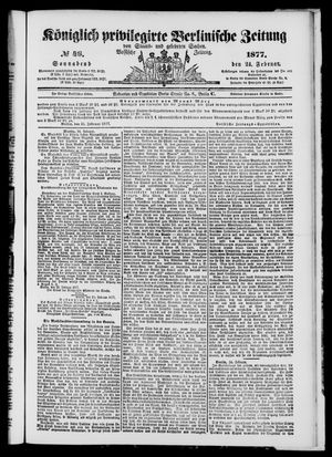 Königlich privilegirte Berlinische Zeitung von Staats- und gelehrten Sachen vom 24.02.1877