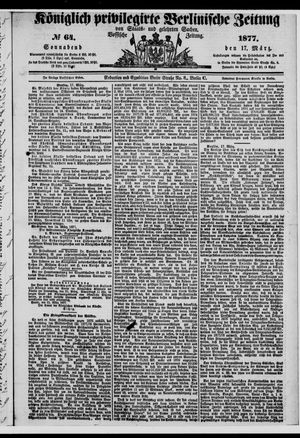 Königlich privilegirte Berlinische Zeitung von Staats- und gelehrten Sachen vom 17.03.1877