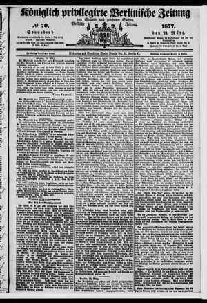 Königlich privilegirte Berlinische Zeitung von Staats- und gelehrten Sachen vom 24.03.1877